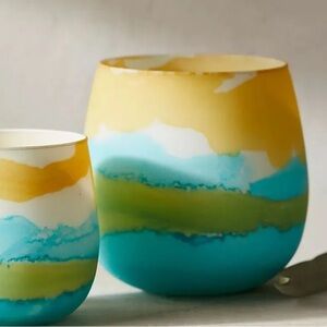 Anthropologie Chroma Large Votive — Turquoise, Lime & Yellow